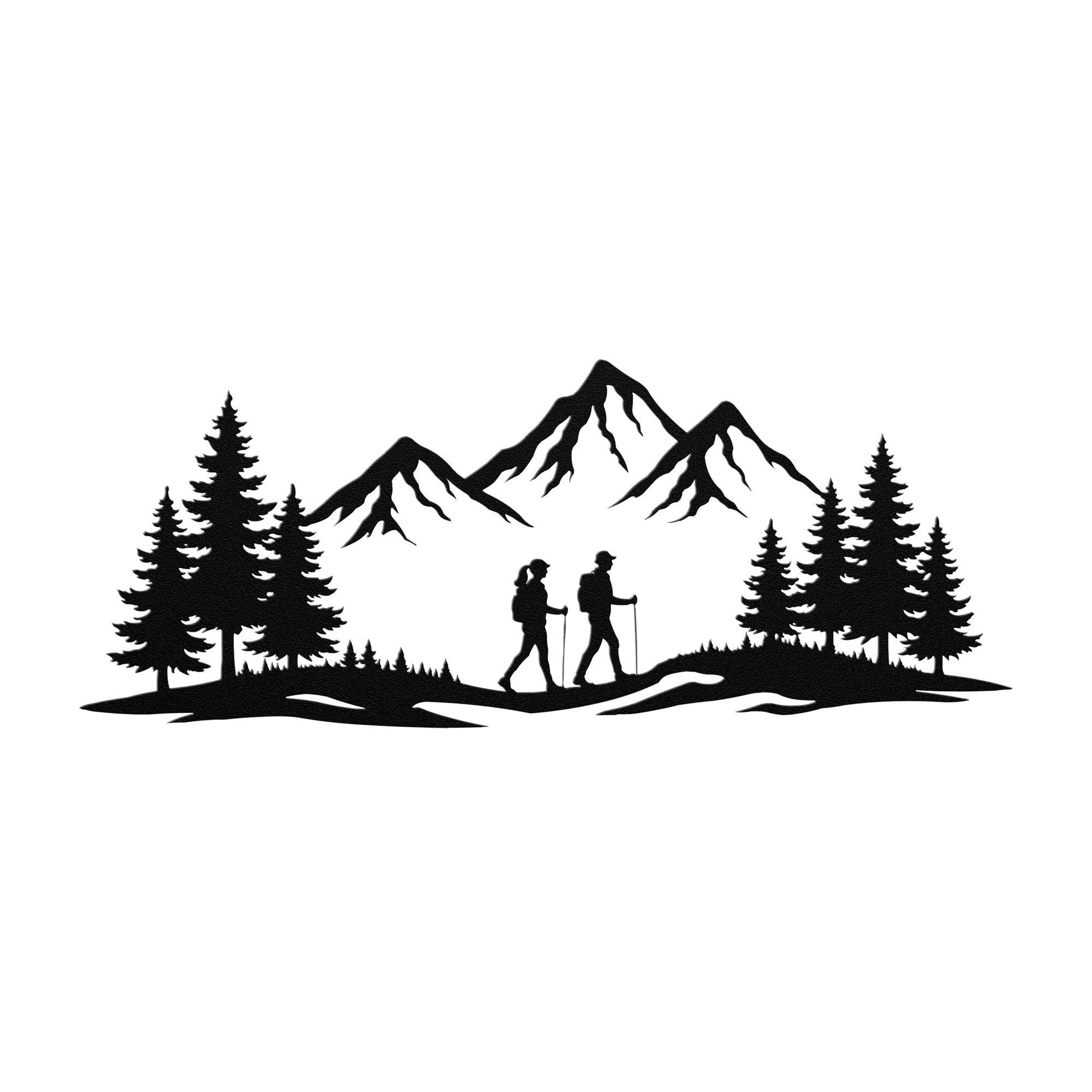 Couple Wall Art – Hiking Couple Metal Wall Decor, Mountain Adventure Sign, Rustic Cabin Wall Art, Gift for Couple