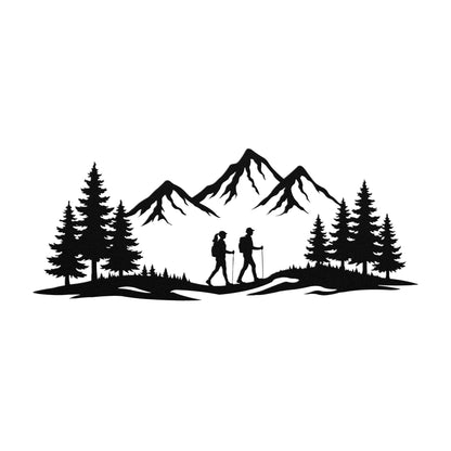 Couple Wall Art – Hiking Couple Metal Wall Decor, Mountain Adventure Sign, Rustic Cabin Wall Art, Gift for Couple