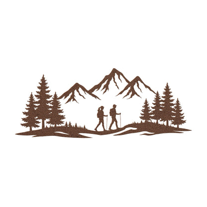 Couple Wall Art – Hiking Couple Metal Wall Decor, Mountain Adventure Sign, Rustic Cabin Wall Art, Gift for Couple
