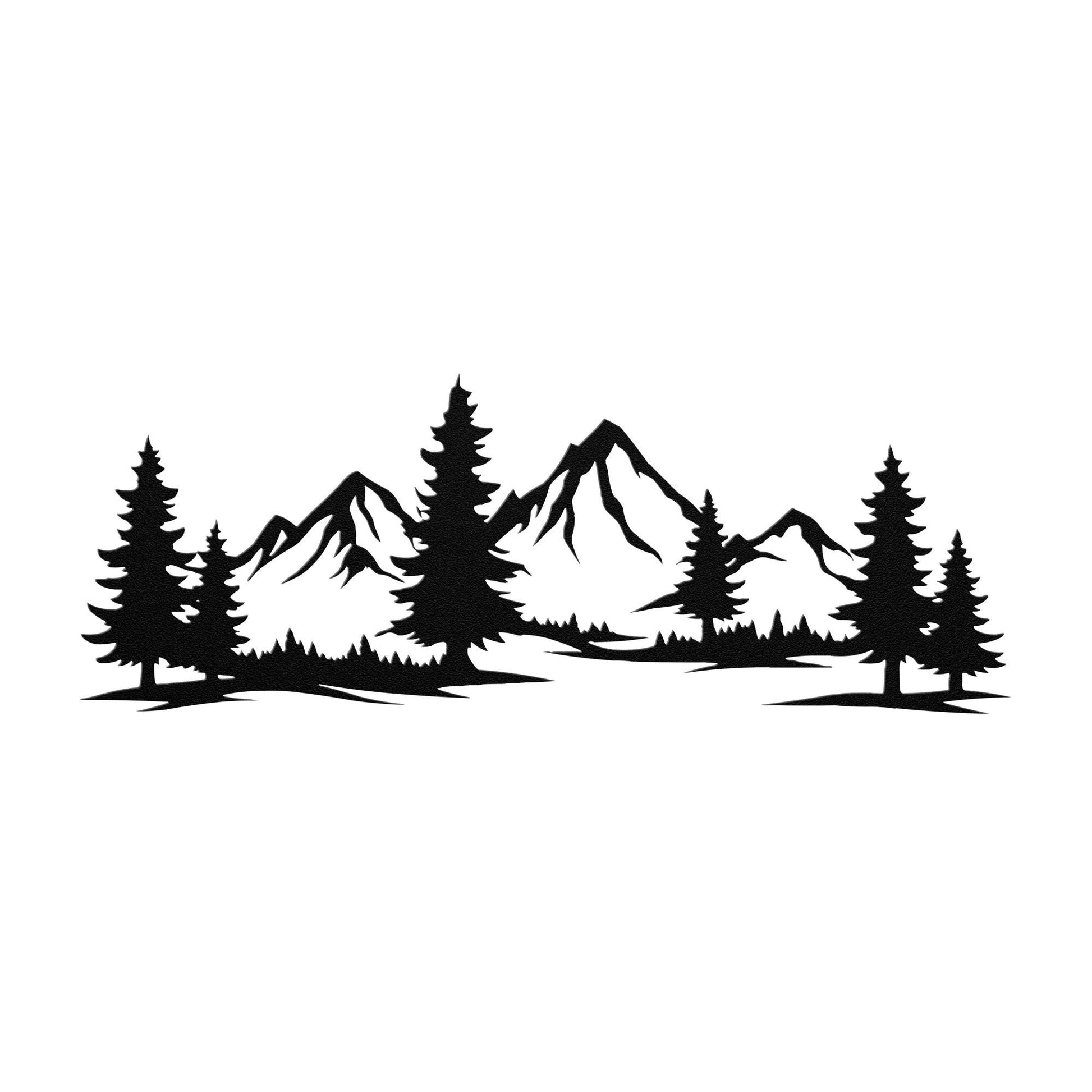 Mountain Wall Art, Rustic Metal Mountain Scene, Cabin Decor, Wilderness Wall Hanging, Forest Landscape Metal Sign, Nature Home Decor