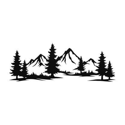 Mountain Wall Art, Rustic Metal Mountain Scene, Cabin Decor, Wilderness Wall Hanging, Forest Landscape Metal Sign, Nature Home Decor