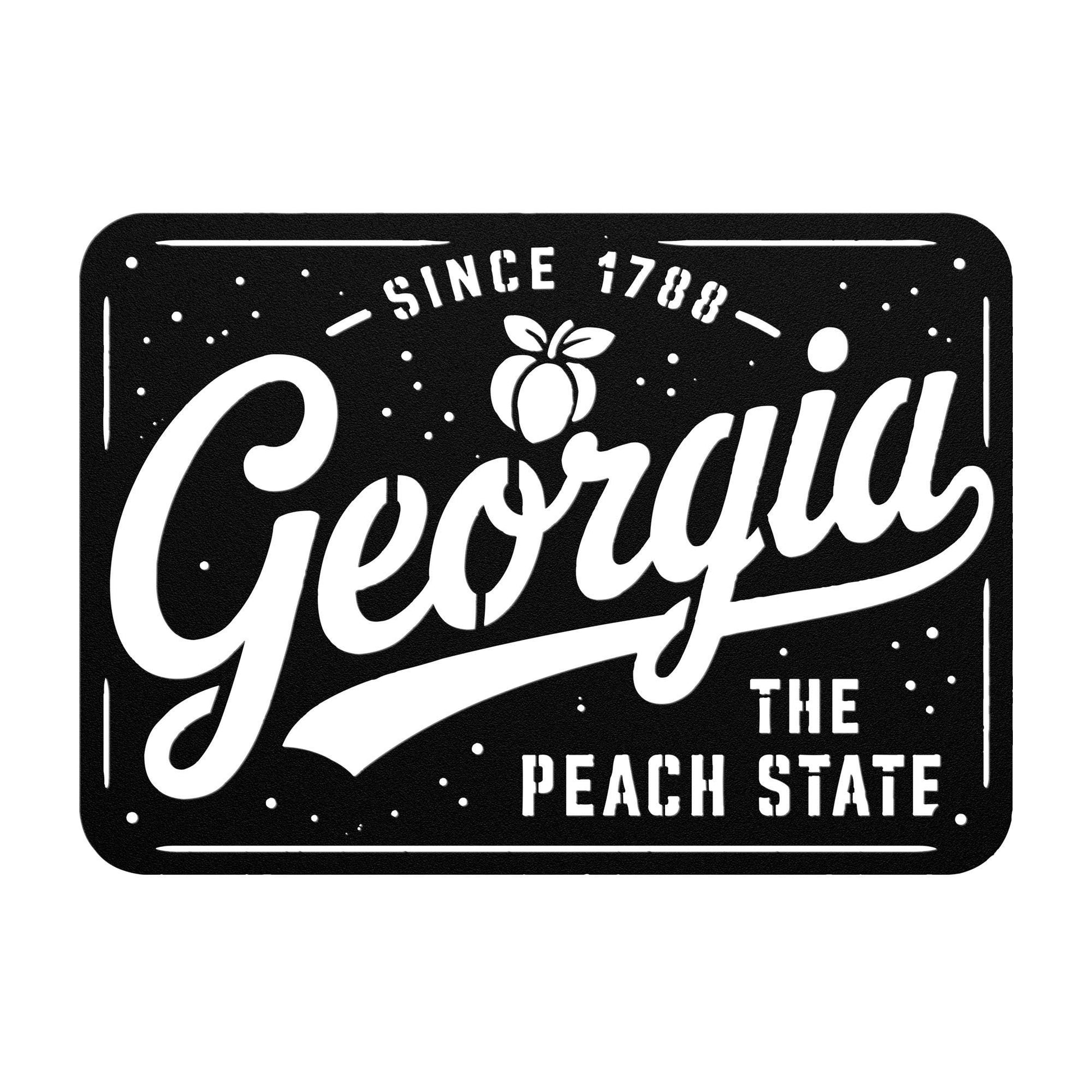 Georgia Peach State Metal Sign, Southern Farmhouse Wall Art, Since 1788 Plaque, Rustic License Plate Home Decor, Porch Entryway Accent