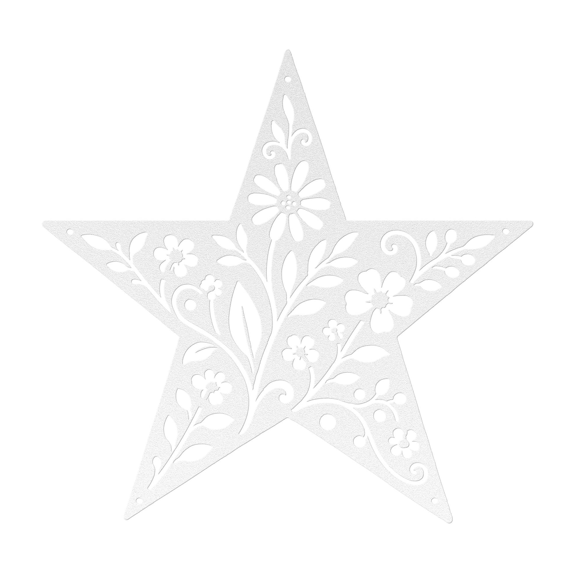 Floral Star Metal Sign, Rustic Botanical Wall Art, Farmhouse Steel Plaque, Garden Inspired Home Decor, Handmade Housewarming Gift