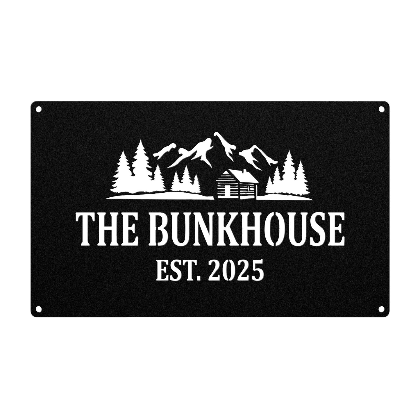 Personalized Metal Cabin Sign, Mountain Cabin Wall Art, Die Cut Rustic Decor (customizable)