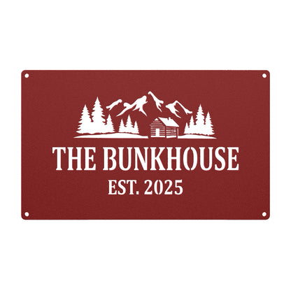 Personalized Metal Cabin Sign, Mountain Cabin Wall Art, Die Cut Rustic Decor (customizable)
