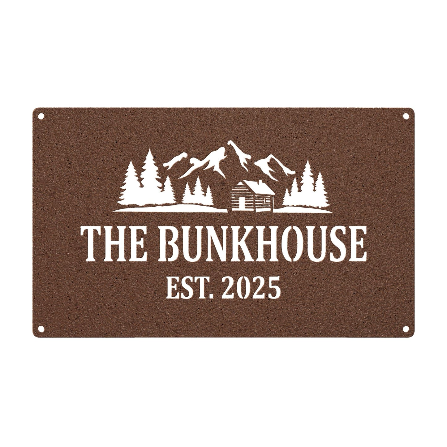 Personalized Metal Cabin Sign, Mountain Cabin Wall Art, Die Cut Rustic Decor (customizable)