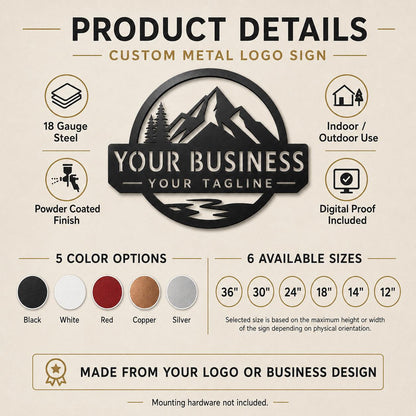Custom Metal Logo Sign, Personalized Business Sign, Laser Cut Steel Office Wall Decor, Company Logo Sign, Reception or Storefront Sign