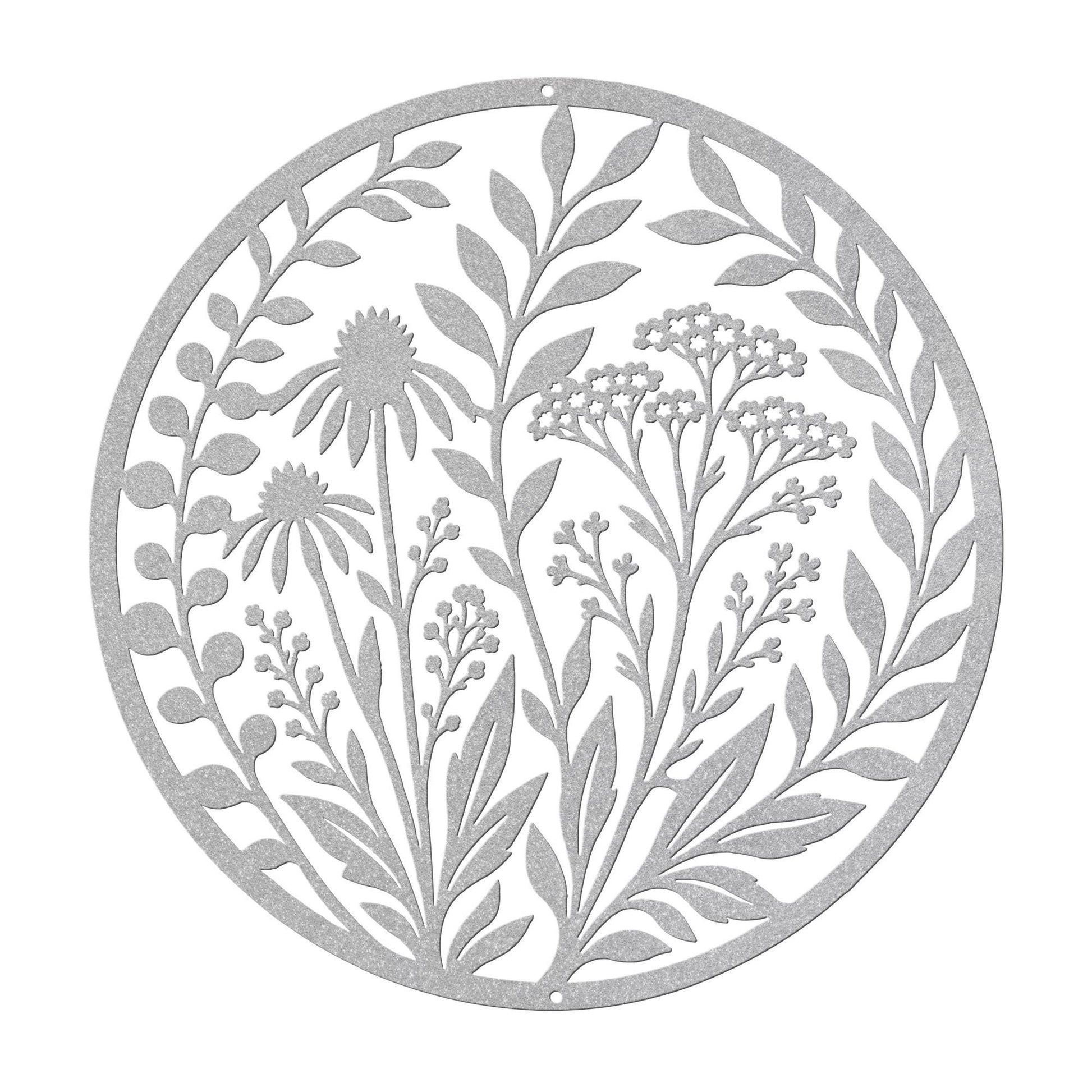 Wildflower Metal Wall Art, Botanical Steel Sign, Floral Garden Decor, Round Nature Plaque, Rustic Farmhouse Entryway Housewarming Gift