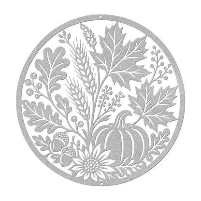 Fall Harvest Metal Sign, Pumpkin Leaf Wall Decor, Rustic Autumn Steel Art, Farmhouse Thanksgiving Home Accent, Seasonal Entryway Plaque