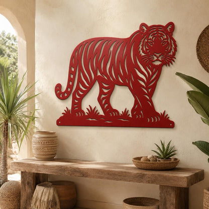 Tiger Metal Sign, Safari Animal Wall Decor, Wildlife Jungle Art, Big Cat Nursery Accent, Zoo Lover Housewarming Gift