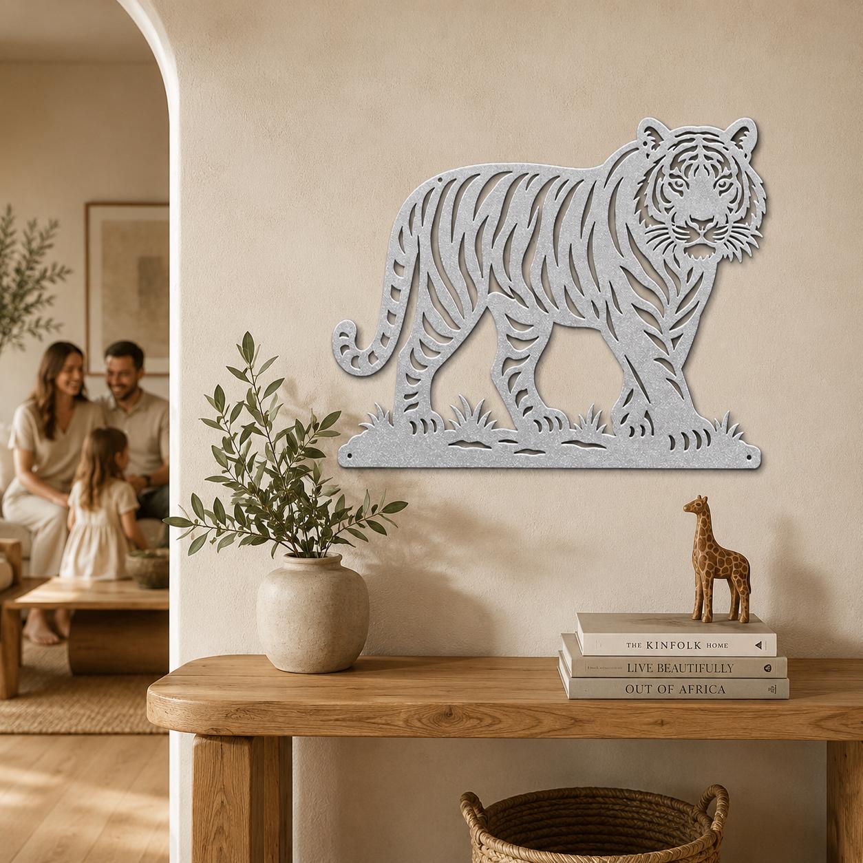 Tiger Metal Sign, Safari Animal Wall Decor, Wildlife Jungle Art, Big Cat Nursery Accent, Zoo Lover Housewarming Gift