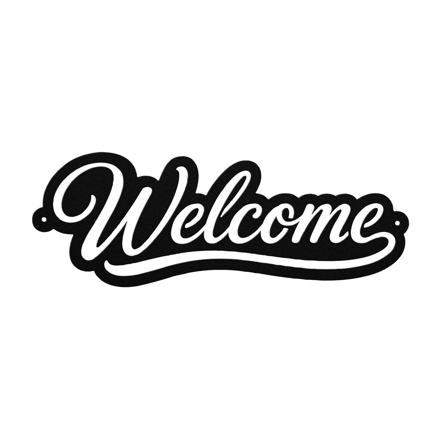Script Welcome Metal Sign, Horizontal Front Door Wall Decor, Rustic Entryway Plaque, Farmhouse Porch Housewarming Gift, Cursive Art