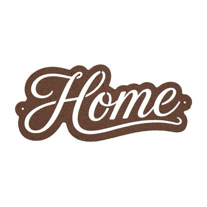 Script Home Metal Sign, Warm Front Door Wall Decor, Rustic Entryway Plaque, Farmhouse Porch Housewarming Gift, Cursive Accent Art