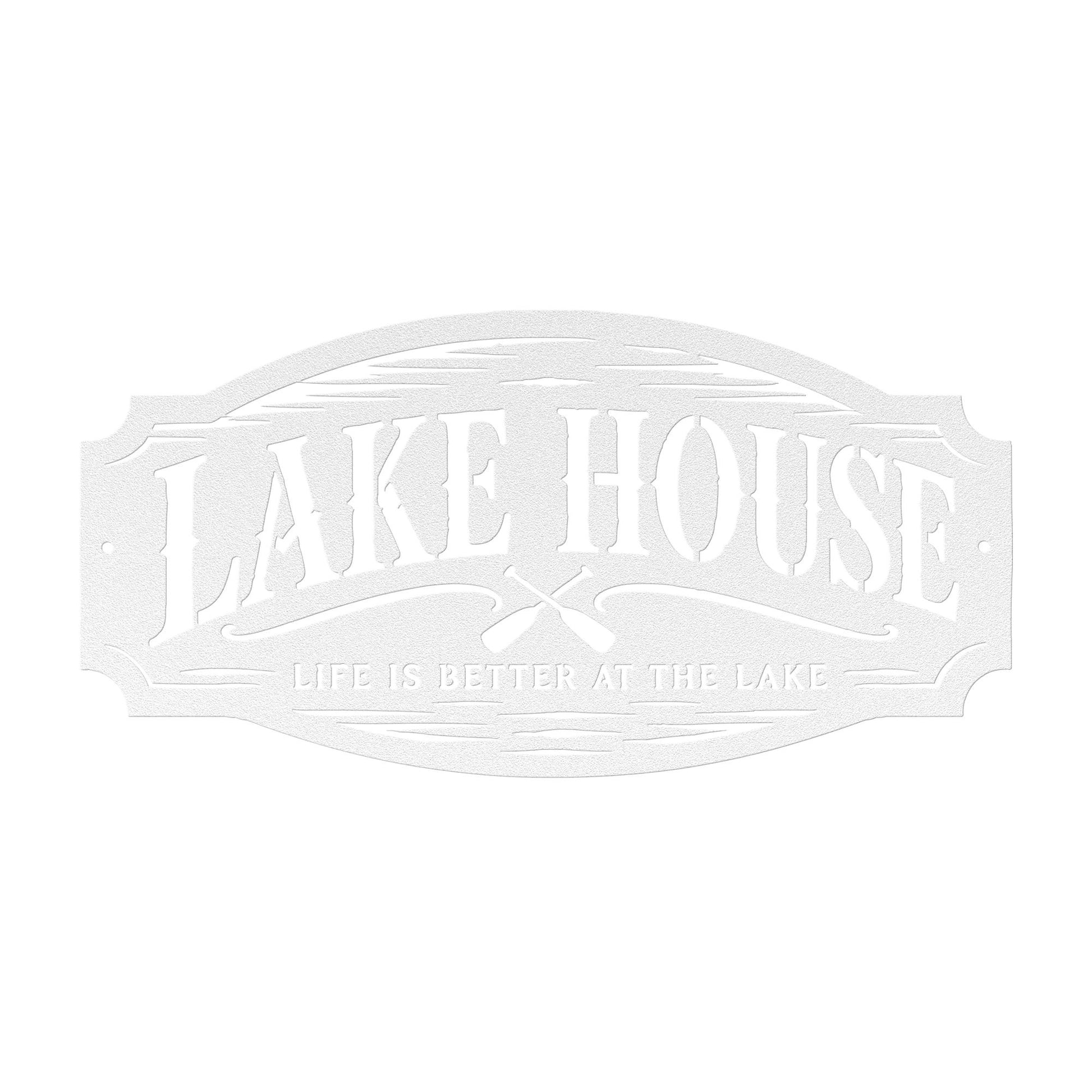Lake House Metal Sign, Paddles Wall Decor, Waterfront Cabin Plaque, Rustic Cottage Entryway Accent, Vacation Retreat Housewarming Gift