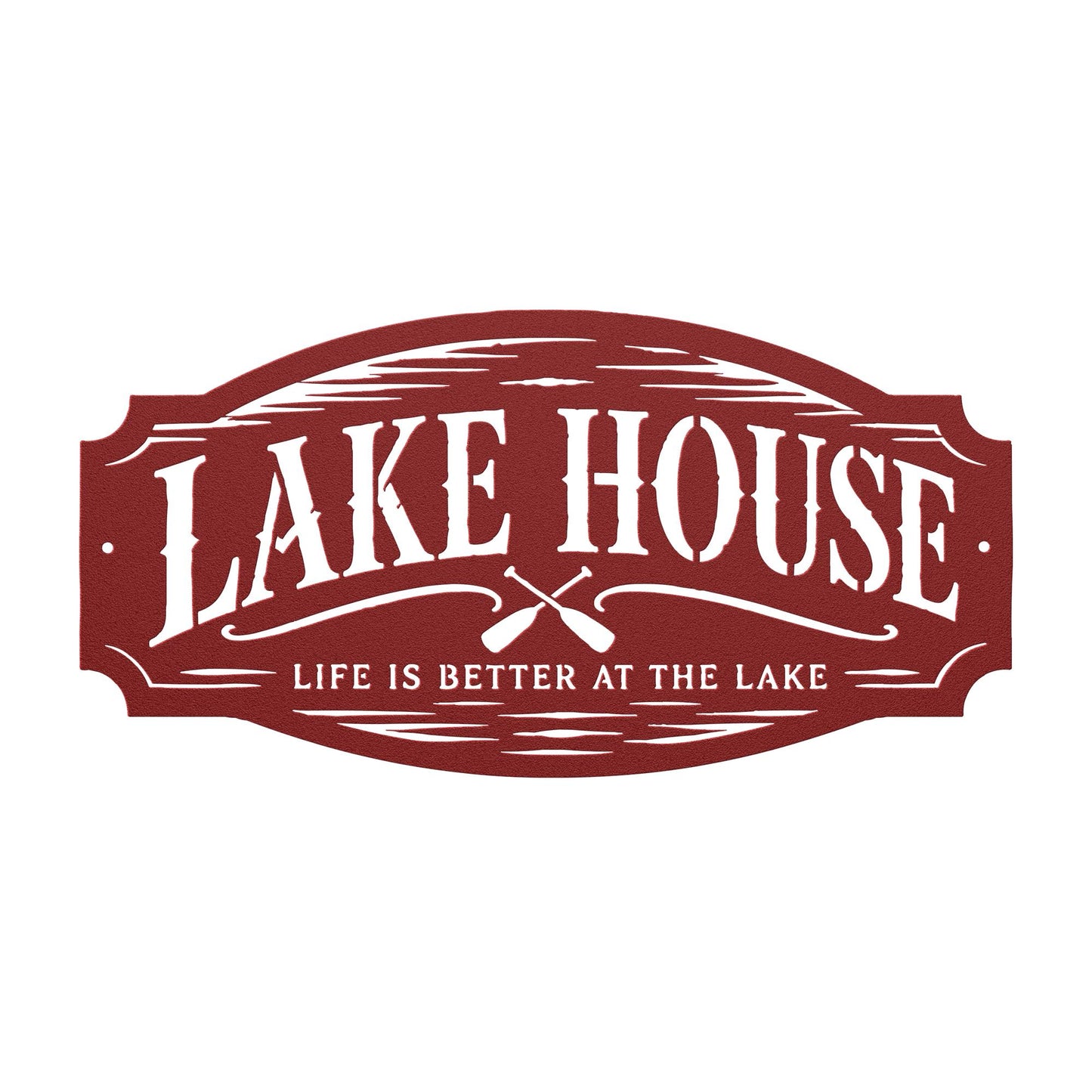 Lake House Metal Sign, Paddles Wall Decor, Waterfront Cabin Plaque, Rustic Cottage Entryway Accent, Vacation Retreat Housewarming Gift