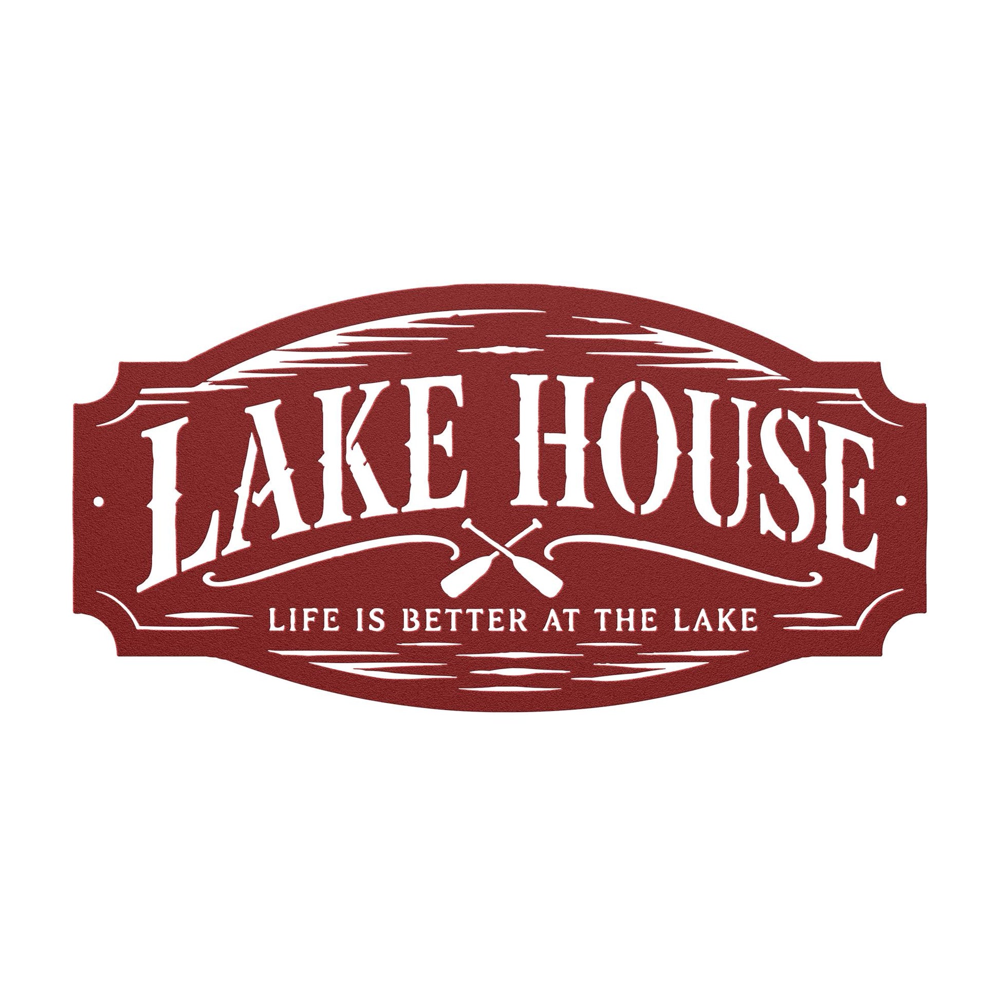 Lake House Metal Sign, Paddles Wall Decor, Waterfront Cabin Plaque, Rustic Cottage Entryway Accent, Vacation Retreat Housewarming Gift