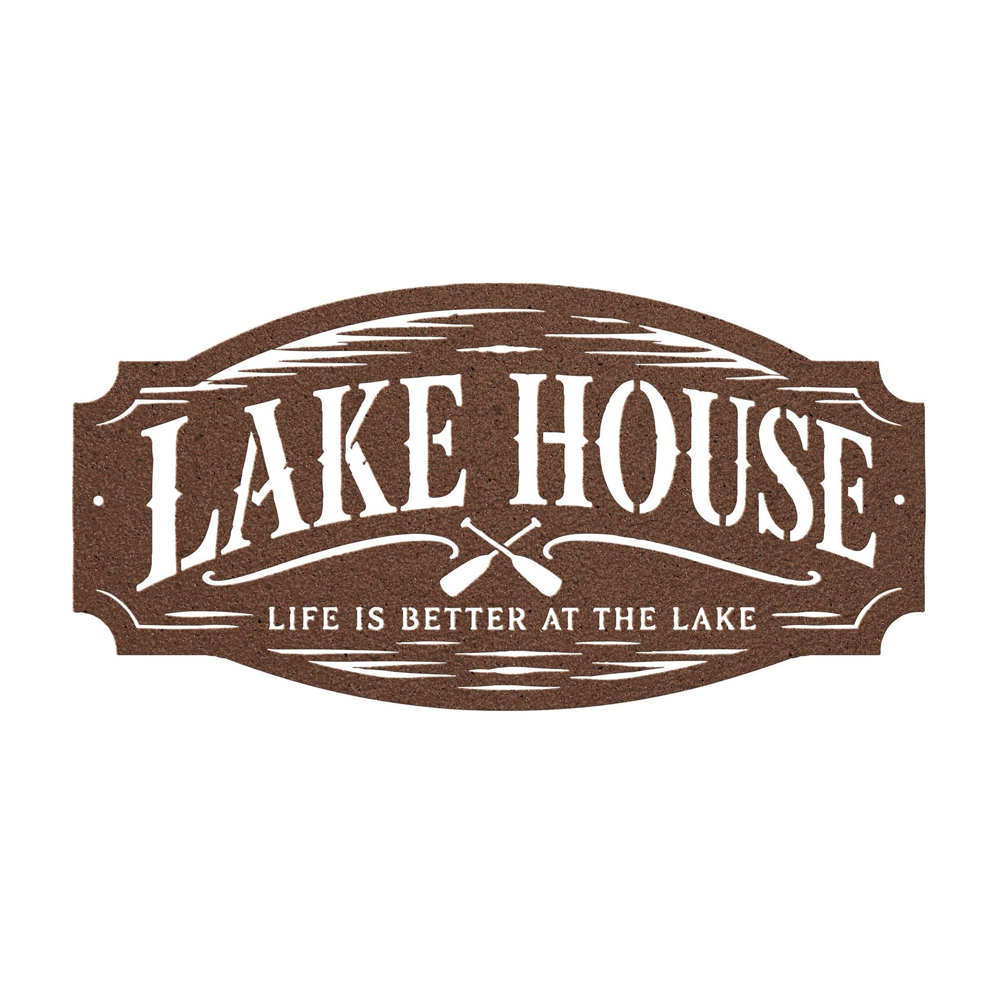 Lake House Metal Sign, Paddles Wall Decor, Waterfront Cabin Plaque, Rustic Cottage Entryway Accent, Vacation Retreat Housewarming Gift