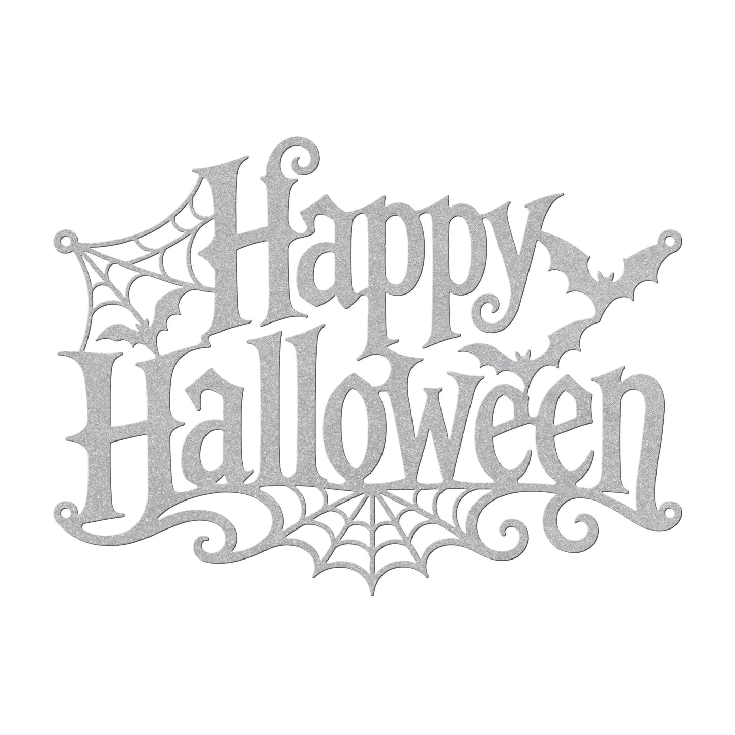 Happy Halloween Metal Sign, Gothic Bat Spiderweb Wall Art, White Fall Porch Entryway Accent, Spooky Seasonal Mantel Home Decoration