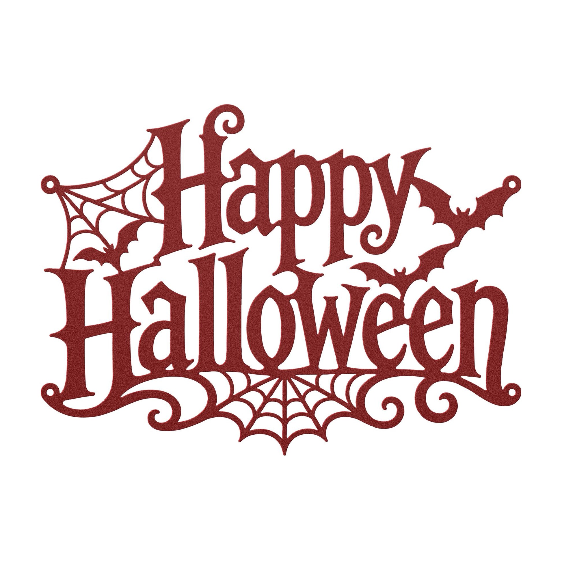 Happy Halloween Metal Sign, Gothic Bat Spiderweb Wall Art, White Fall Porch Entryway Accent, Spooky Seasonal Mantel Home Decoration
