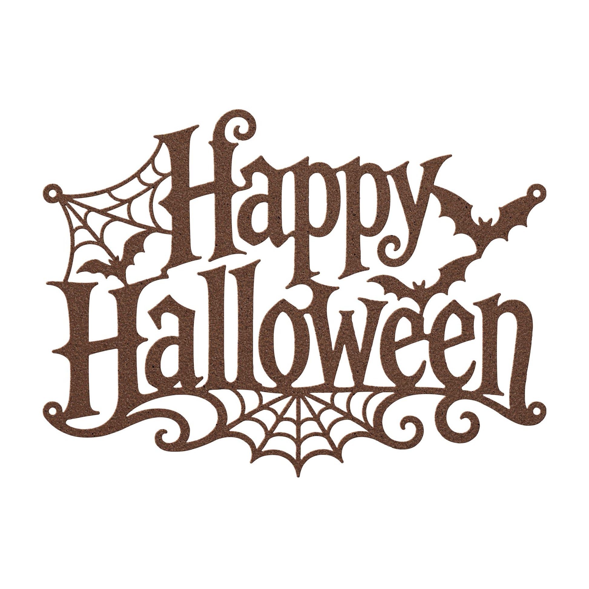 Happy Halloween Metal Sign, Gothic Bat Spiderweb Wall Art, White Fall Porch Entryway Accent, Spooky Seasonal Mantel Home Decoration