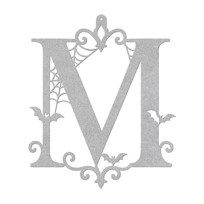 Personalized Halloween Metal Sign, Custom Initial Bat Spiderweb Wall Art, Gothic Porch Door Decor, Family Surname Home Accent