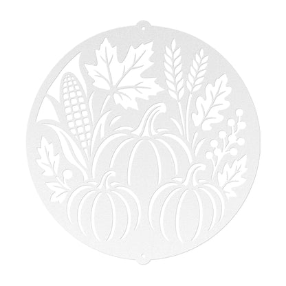 Fall Harvest Metal Sign, Pumpkin Corn Wheat Wall Decor, Autumn Farmhouse Home Accent, Thanksgiving Hostess Gift, Seasonal Steel Art