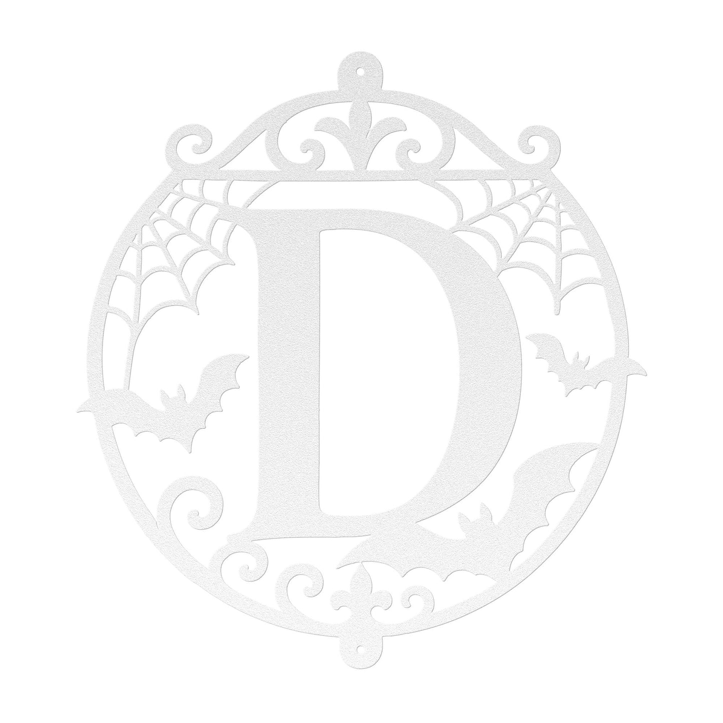 Halloween Circular Monogram Metal Sign, Spiderweb Initial Door Hanger, Bat Letter Wall Decor, Gothic Fall Entryway Home Art, Seasonal Accent