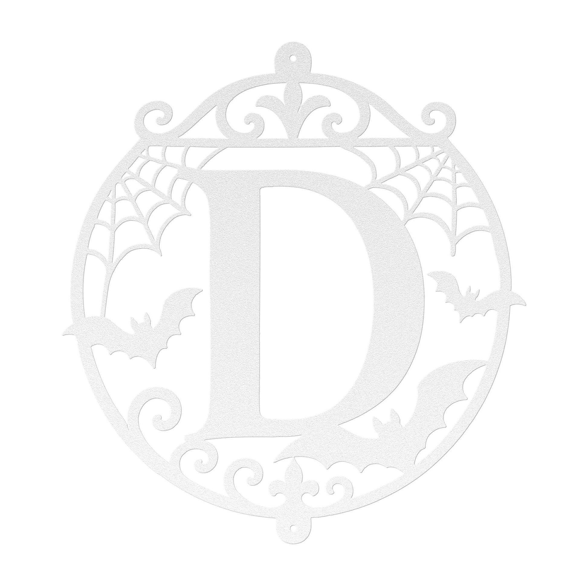 Halloween Circular Monogram Metal Sign, Spiderweb Initial Door Hanger, Bat Letter Wall Decor, Gothic Fall Entryway Home Art, Seasonal Accent