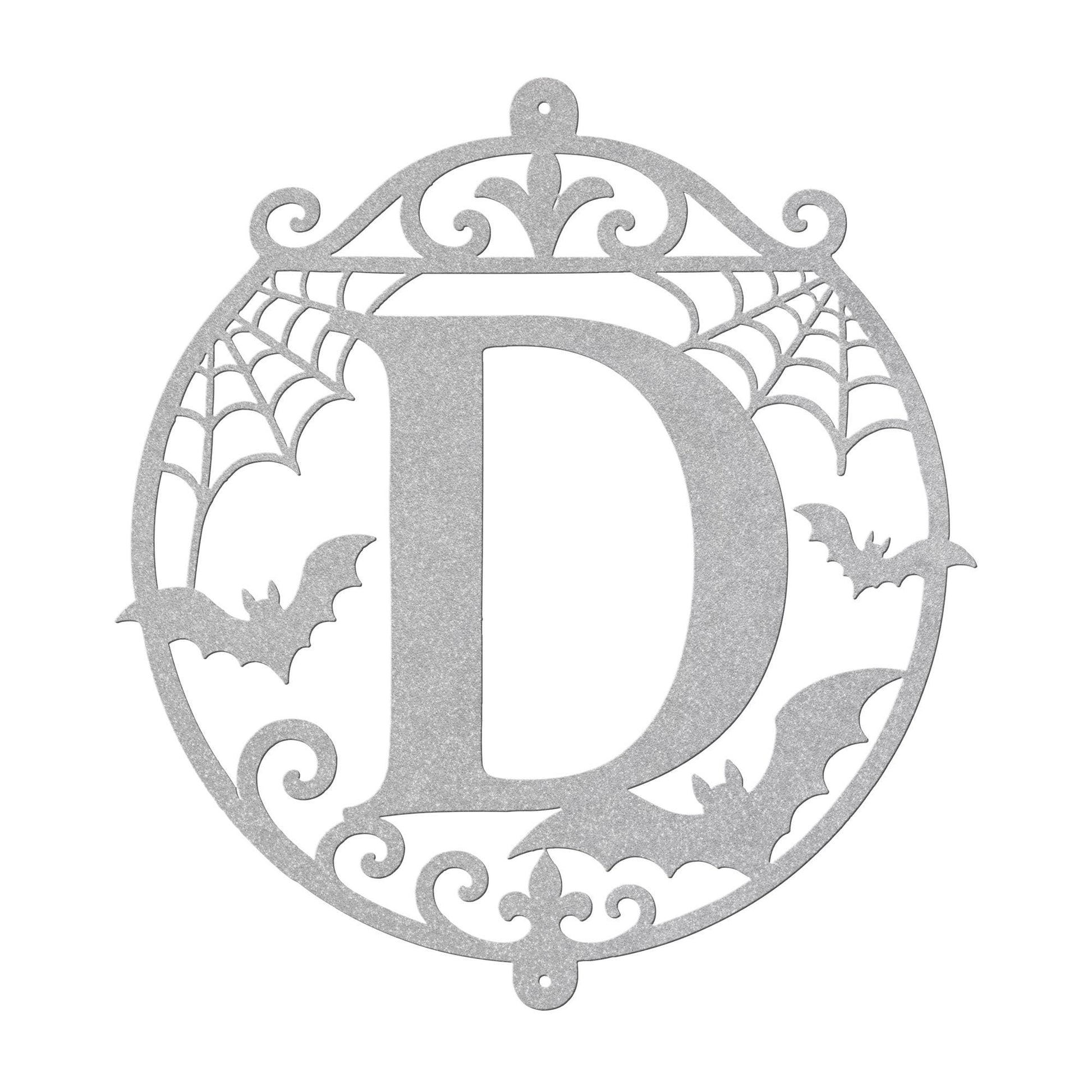 Halloween Circular Monogram Metal Sign, Spiderweb Initial Door Hanger, Bat Letter Wall Decor, Gothic Fall Entryway Home Art, Seasonal Accent