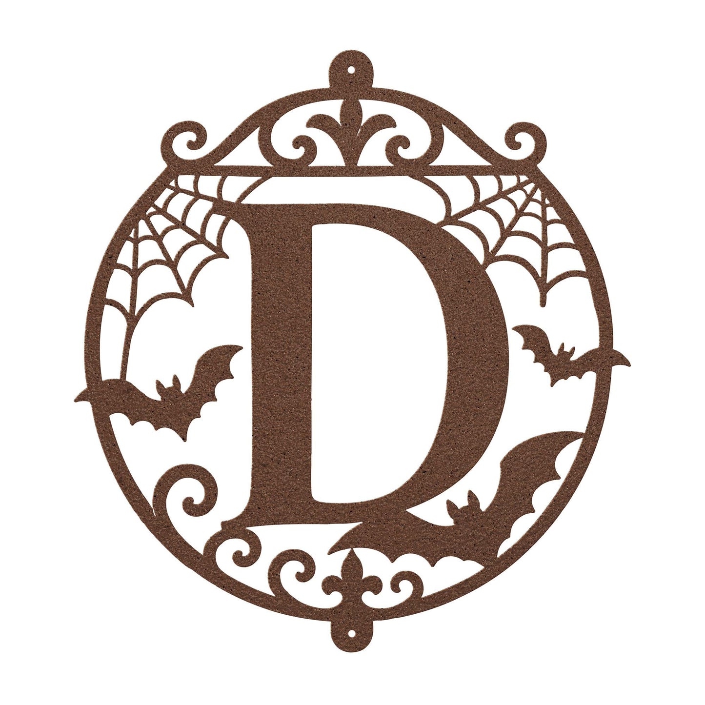 Halloween Circular Monogram Metal Sign, Spiderweb Initial Door Hanger, Bat Letter Wall Decor, Gothic Fall Entryway Home Art, Seasonal Accent