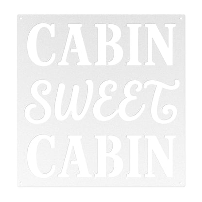 Cabin Sweet Cabin Sign, Rustic Metal Wall Decor, Mountain Lodge Plaque, Woodland Entryway Art, Cozy Retreat Housewarming Gift