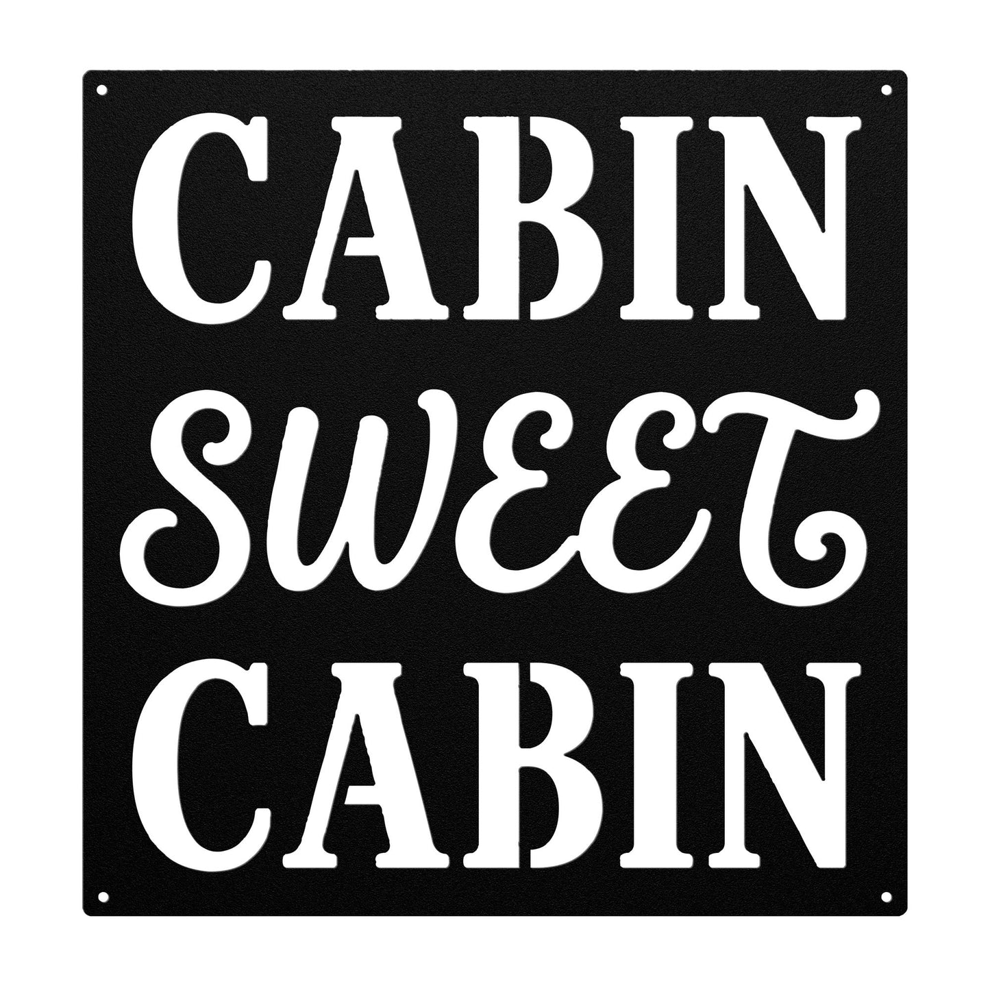 Cabin Sweet Cabin Sign, Rustic Metal Wall Decor, Mountain Lodge Plaque, Woodland Entryway Art, Cozy Retreat Housewarming Gift