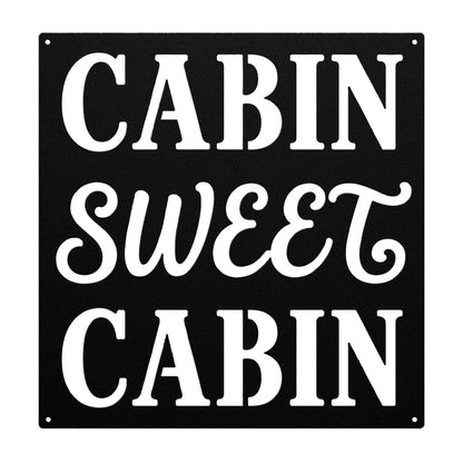 Cabin Sweet Cabin Sign, Rustic Metal Wall Decor, Mountain Lodge Plaque, Woodland Entryway Art, Cozy Retreat Housewarming Gift
