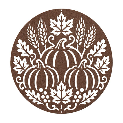 Fall Pumpkin Metal Sign, Harvest Wall Decor, Autumn Farmhouse Plaque, Thanksgiving Entryway Art, Rustic Seasonal Housewarming Gift