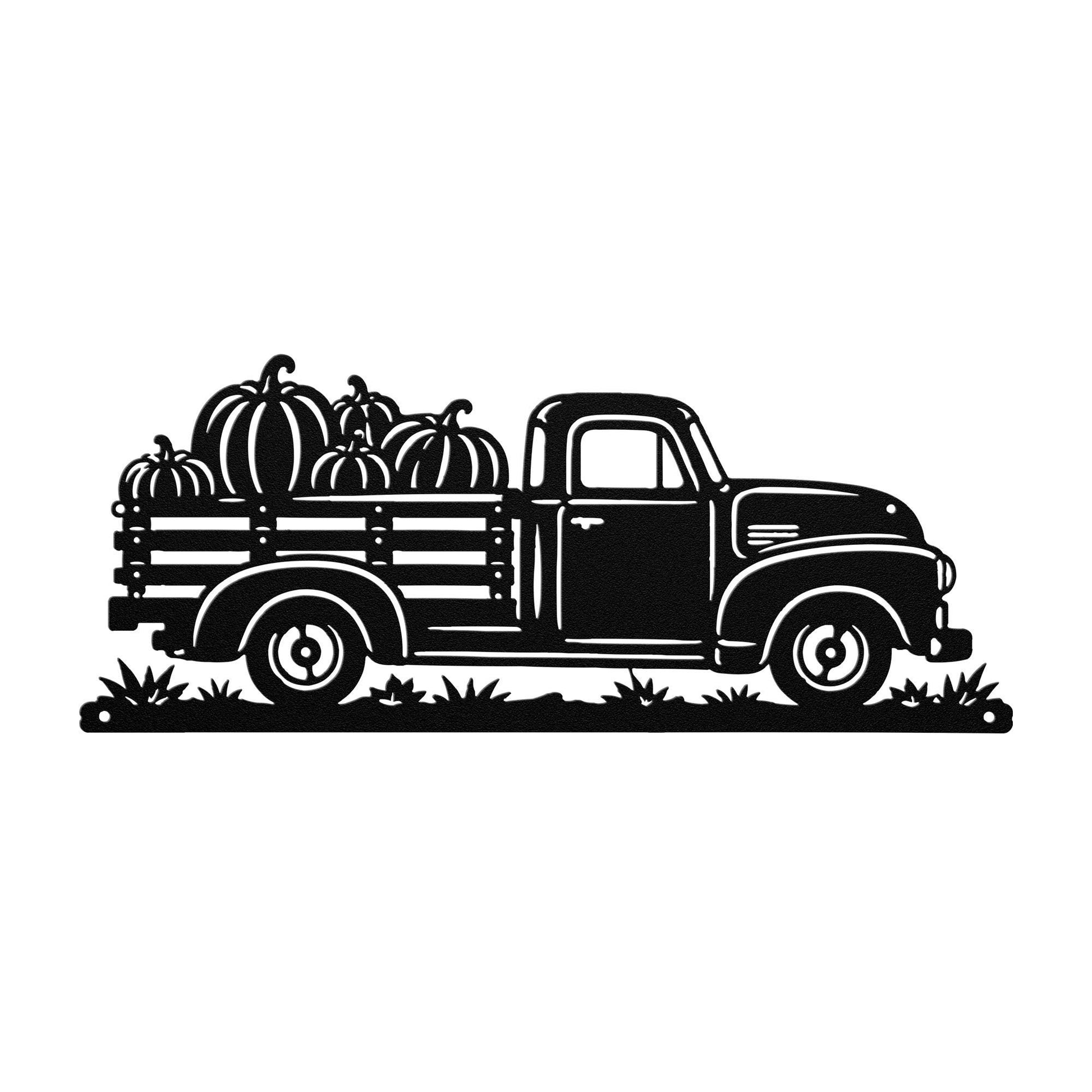 Pumpkin Truck Metal Sign, Vintage Pickup Fall Wall Decor, Harvest Farmhouse Steel Art, Autumn Porch Home Accent, Rustic Thanksgiving Gift