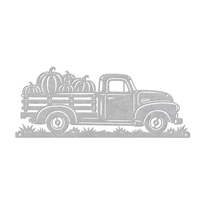 Pumpkin Truck Metal Sign, Vintage Pickup Fall Wall Decor, Harvest Farmhouse Steel Art, Autumn Porch Home Accent, Rustic Thanksgiving Gift