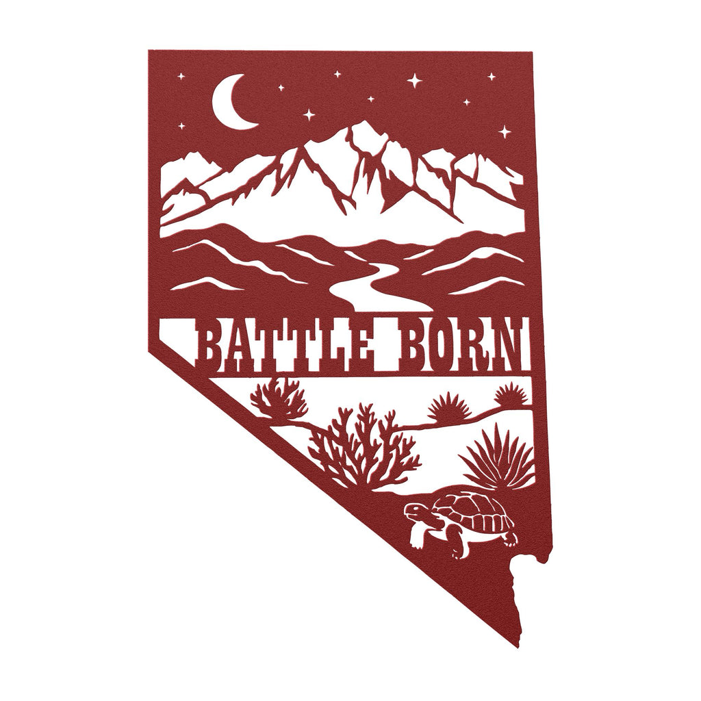 Nevada State Die Cut Metal Wall Sign-Rustic Western Home Decor, Powder Coated Steel Desert Mountain Art, Farmhouse Cabin Wall Hanging