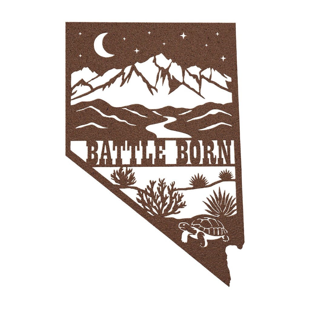 Nevada State Die Cut Metal Wall Sign-Rustic Western Home Decor, Powder Coated Steel Desert Mountain Art, Farmhouse Cabin Wall Hanging