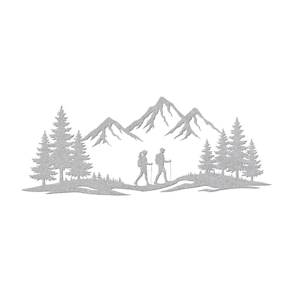 Couple Wall Art – Hiking Couple Metal Wall Decor, Mountain Adventure Sign, Rustic Cabin Wall Art, Gift for Couple