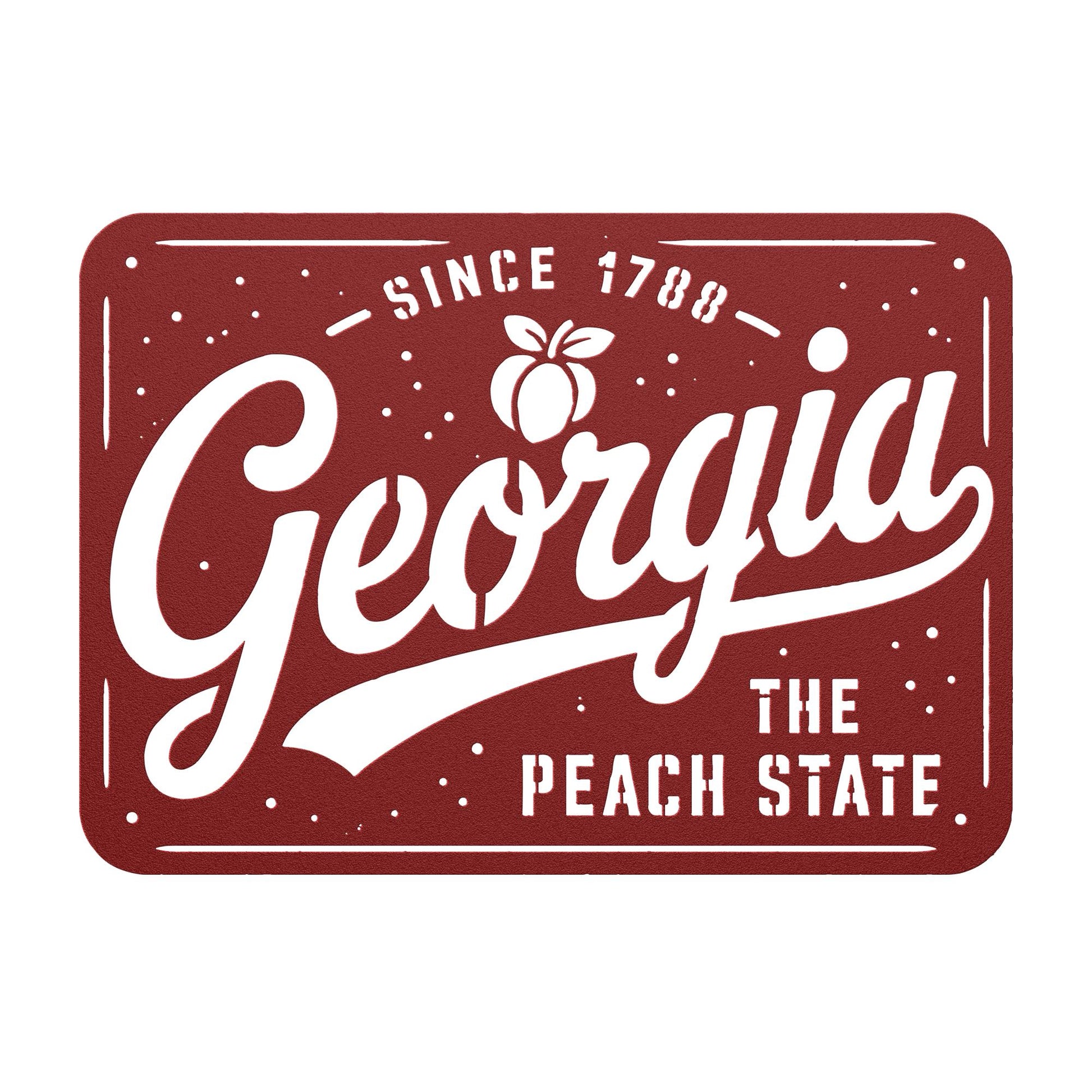 Georgia Peach State Metal Sign, Southern Farmhouse Wall Art, Since 1788 Plaque, Rustic License Plate Home Decor, Porch Entryway Accent
