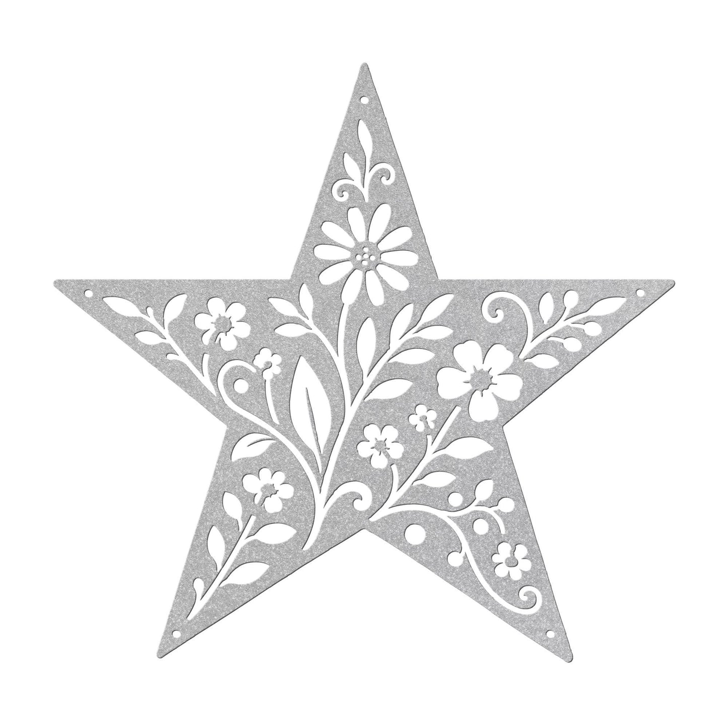 Floral Star Metal Sign, Rustic Botanical Wall Art, Farmhouse Steel Plaque, Garden Inspired Home Decor, Handmade Housewarming Gift