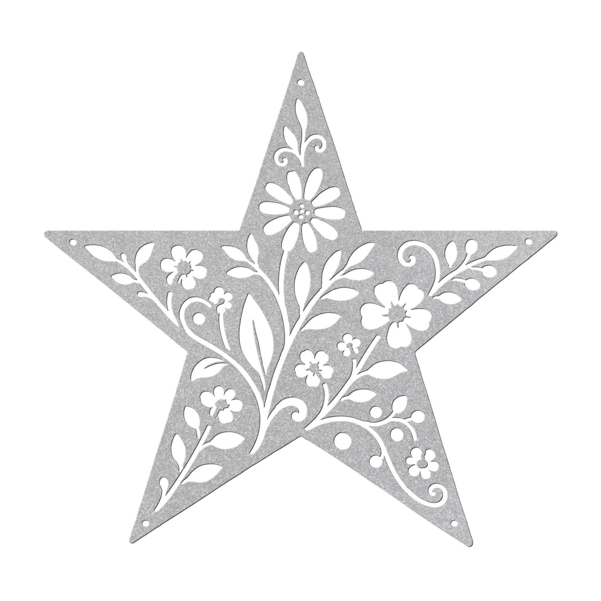 Floral Star Metal Sign, Rustic Botanical Wall Art, Farmhouse Steel Plaque, Garden Inspired Home Decor, Handmade Housewarming Gift
