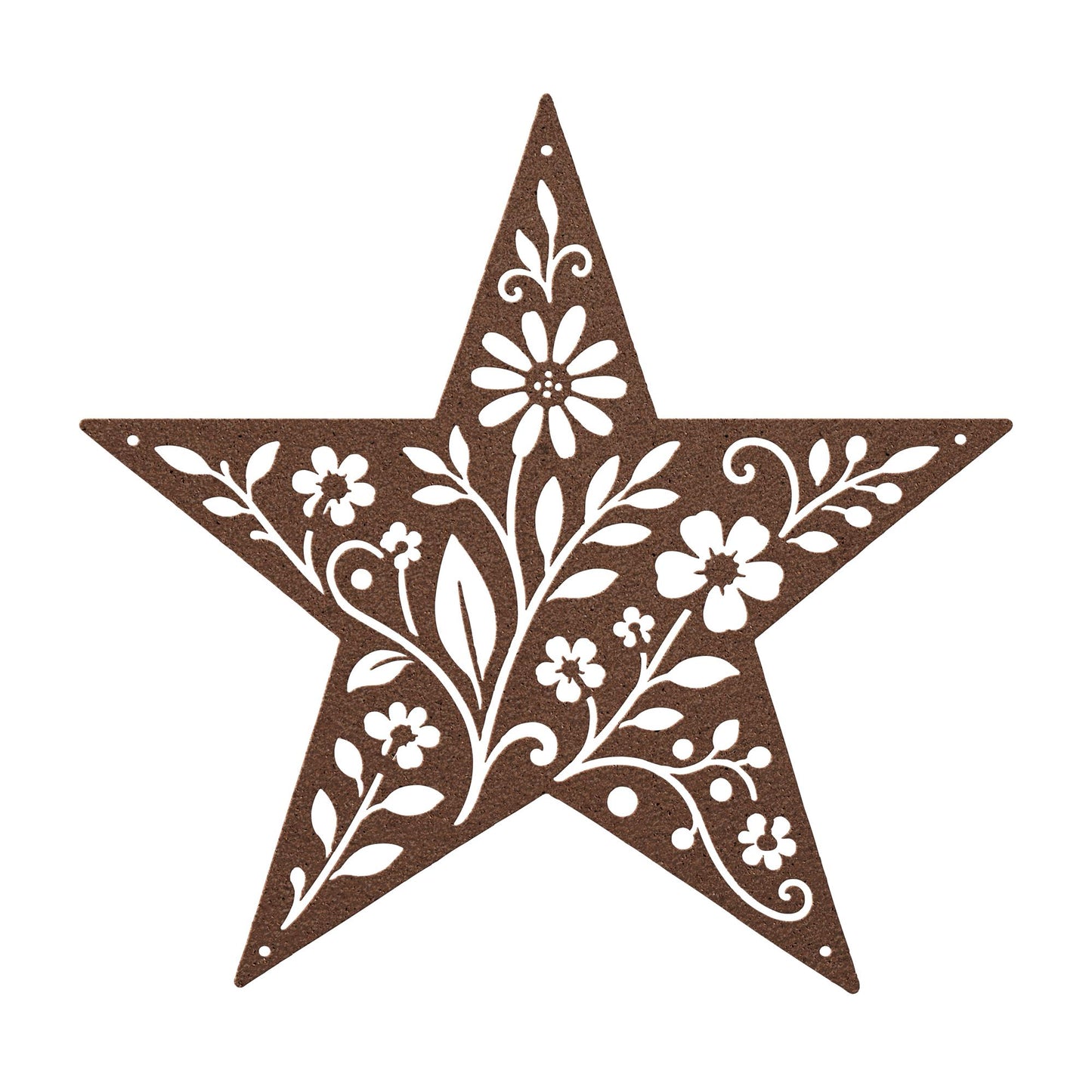 Floral Star Metal Sign, Rustic Botanical Wall Art, Farmhouse Steel Plaque, Garden Inspired Home Decor, Handmade Housewarming Gift