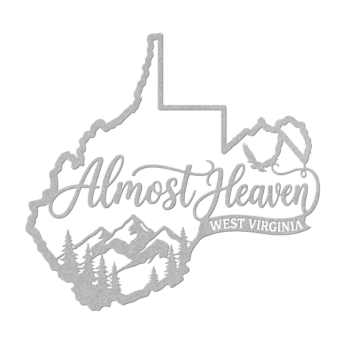 West Virginia Metal Sign, Almost Heaven Sign, Appalachian Mountain Decor, Rustic Cabin Wall Decor, WV State Outline Sign