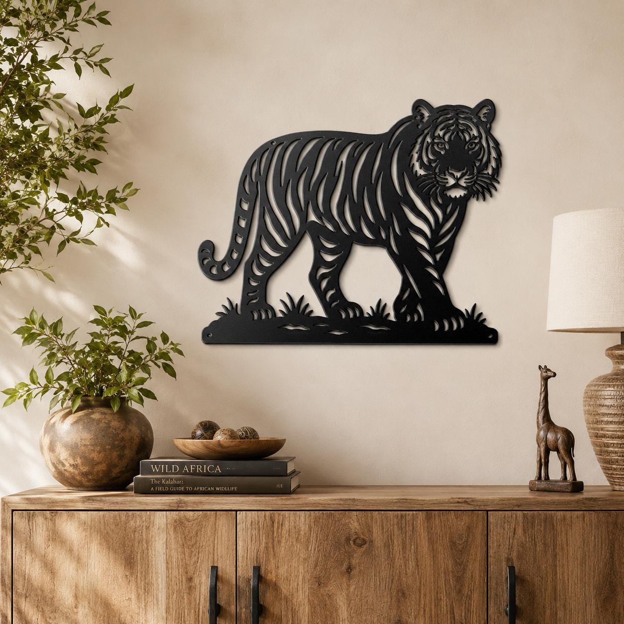 Tiger Metal Sign, Safari Animal Wall Decor, Wildlife Jungle Art, Big Cat Nursery Accent, Zoo Lover Housewarming Gift
