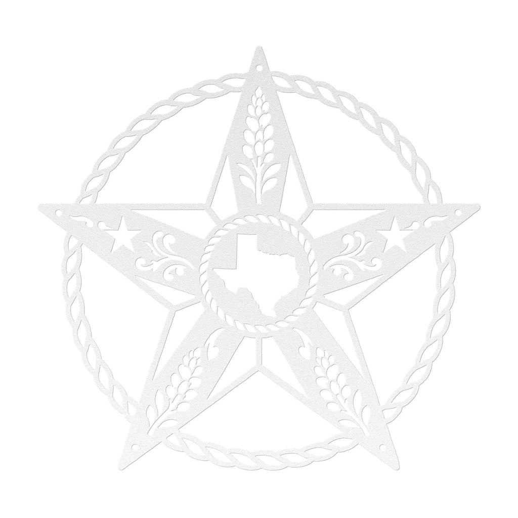 Texas Star Metal Sign, Western Barn Star, Rustic Farmhouse Wall Decor, State Pride Wall Hanging, Ranch Porch Accent, Wheat Rope