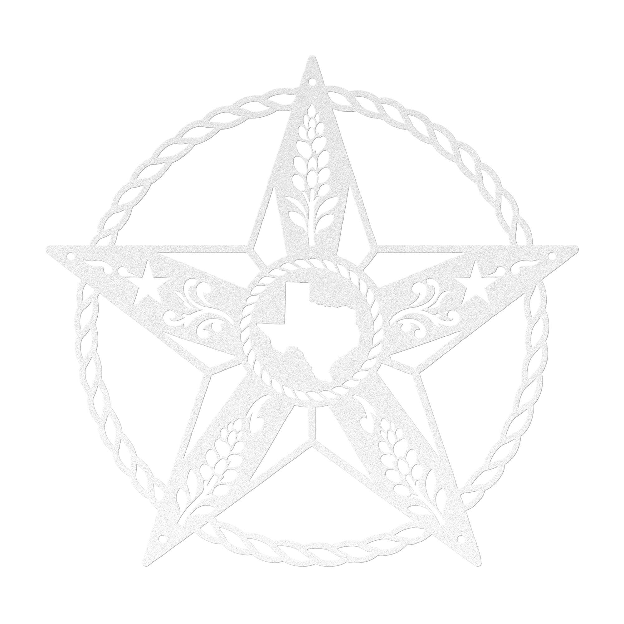 Texas Star Metal Sign, Western Barn Star, Rustic Farmhouse Wall Decor, State Pride Wall Hanging, Ranch Porch Accent, Wheat Rope