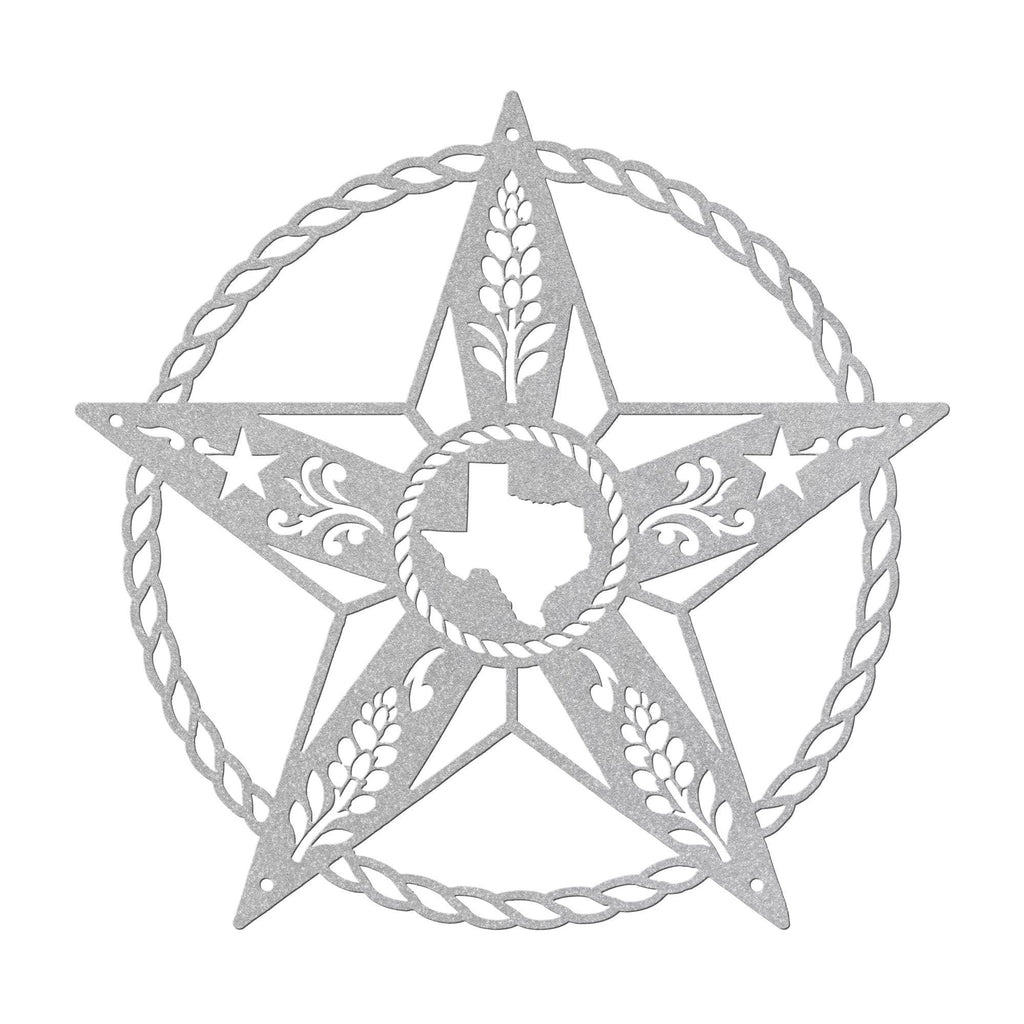 Texas Star Metal Sign, Western Barn Star, Rustic Farmhouse Wall Decor, State Pride Wall Hanging, Ranch Porch Accent, Wheat Rope