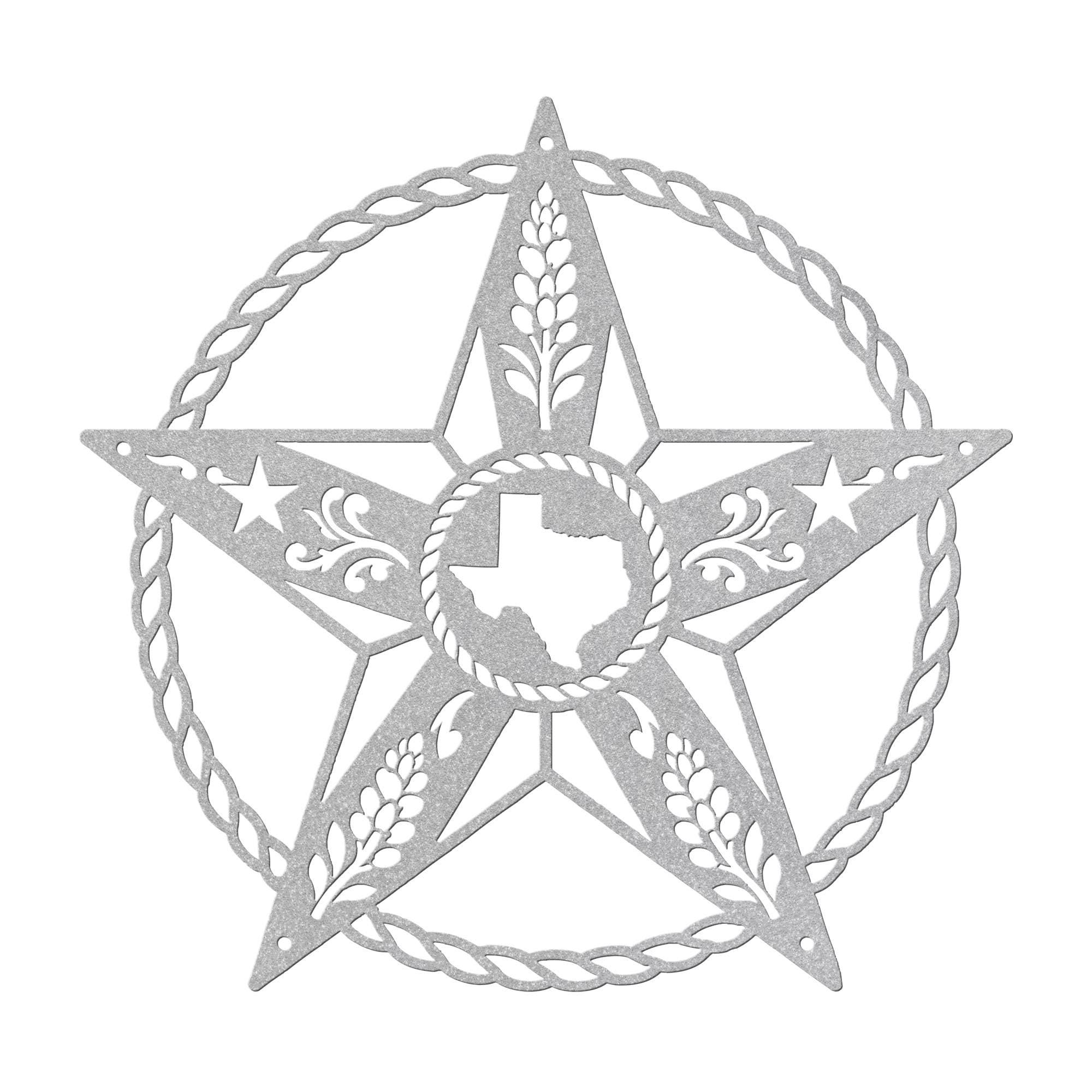 Texas Star Metal Sign, Western Barn Star, Rustic Farmhouse Wall Decor, State Pride Wall Hanging, Ranch Porch Accent, Wheat Rope