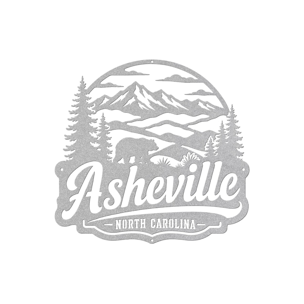 Asheville North Carolina Metal Sign, Blue Ridge Mountain Wall Decor, Black Bear Cabin Art, Rustic Appalachian Wildlife Housewarming Gift